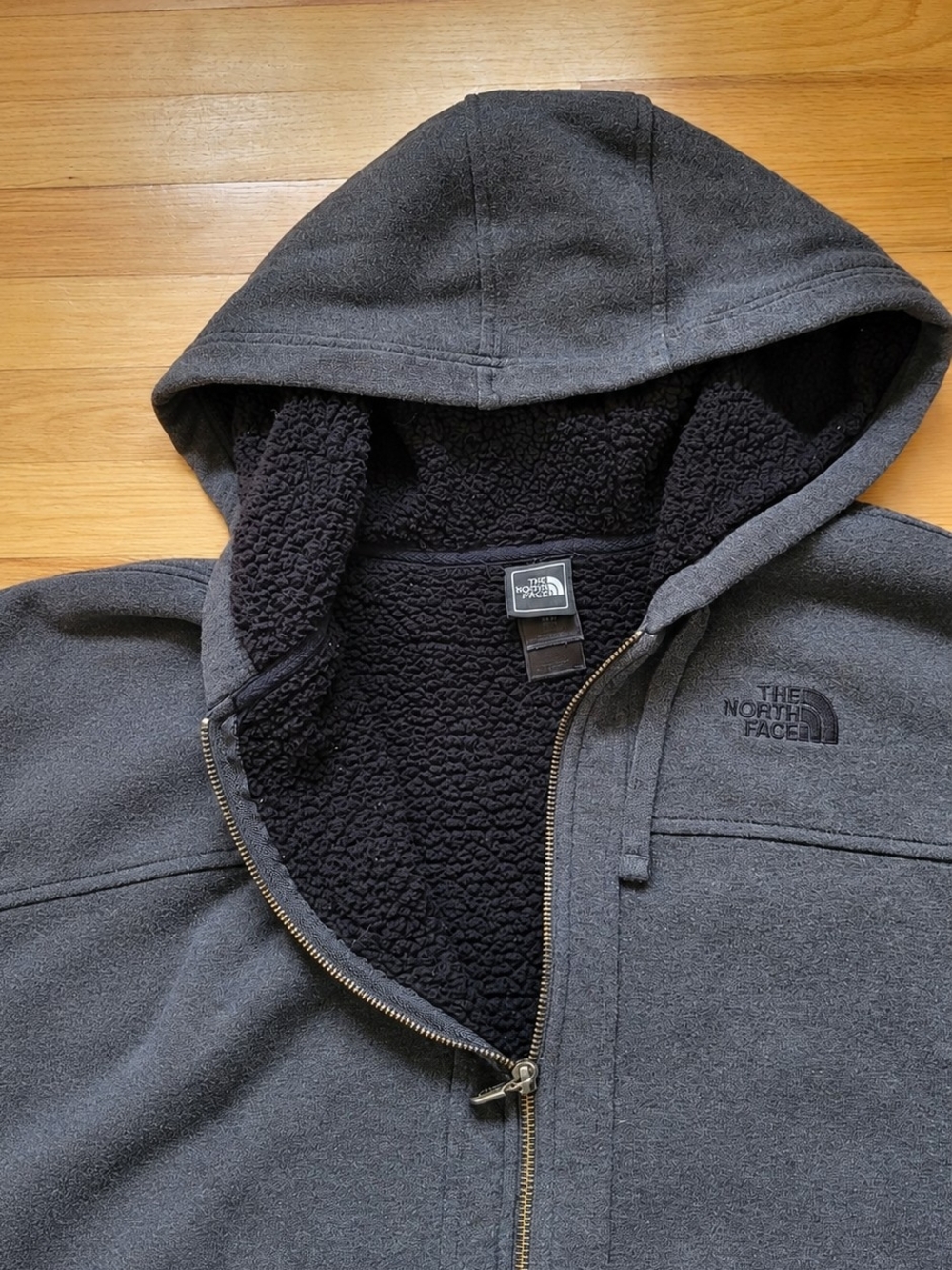 The North Face Men's Dark Gray Hooded Sherpa Jacket